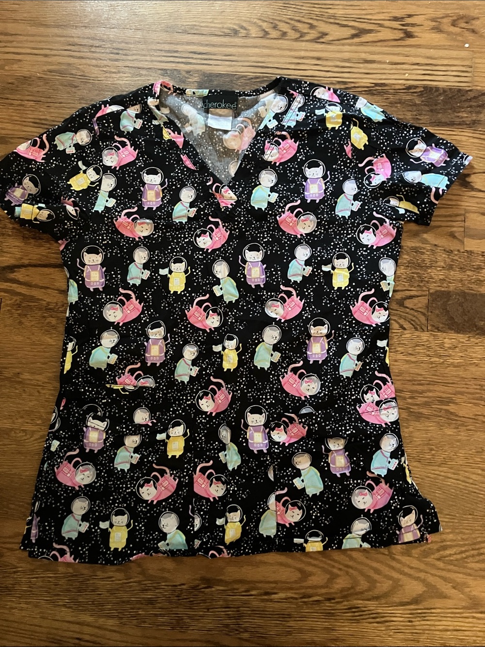 Pediatric Cats in Space Scrub Top Size S